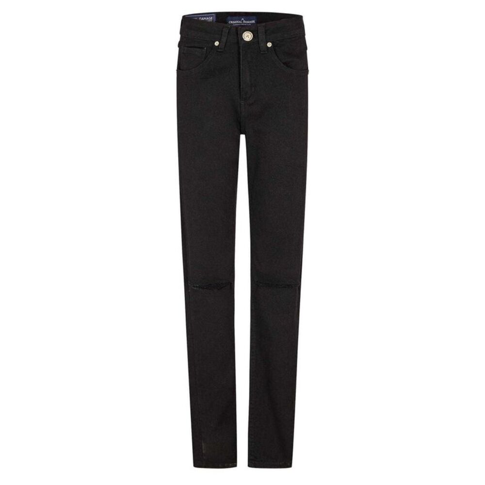 Criminal Damage Mens SOS Ripped Skinny Jeans / Black